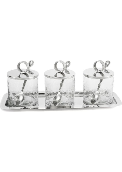 Gümüş Tepsili 3lü Kavanoz St 35X14X13CM P341.379339