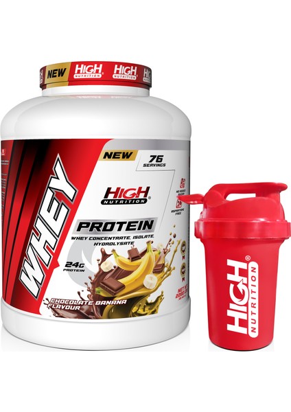 Protein Tozu 2280 gr Çikolata Muz Aromalı 24 gr Protein 76 Servis Shaker Hediye