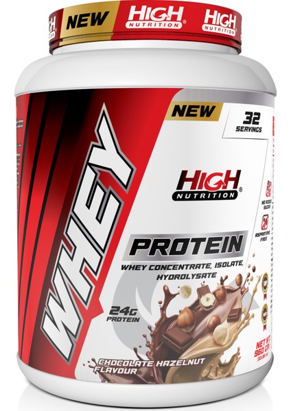 Whey Protein 960 gr Çikolata Fındık Aromalı Protein Tozu 24 gr Protein 32 Servis