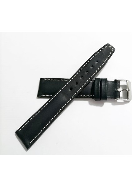 Her Saate Uygun 18 mm Hakiki Dana Derisi ( 264) Beyaz Dikişli Siyah