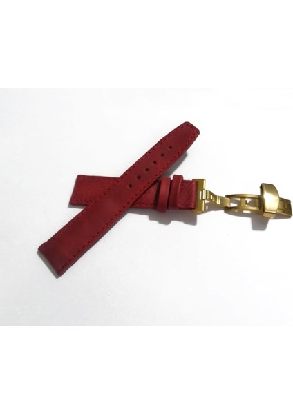 Her Saate Uygun Kelebek Toka 24 mm Hakiki Deri (258) Sarı Toka Kırmızı