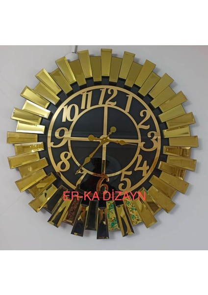 60 cm Duvar Saati * Gerçek Ayna* Ayna Saat Gold Aynalı Duvar Saati