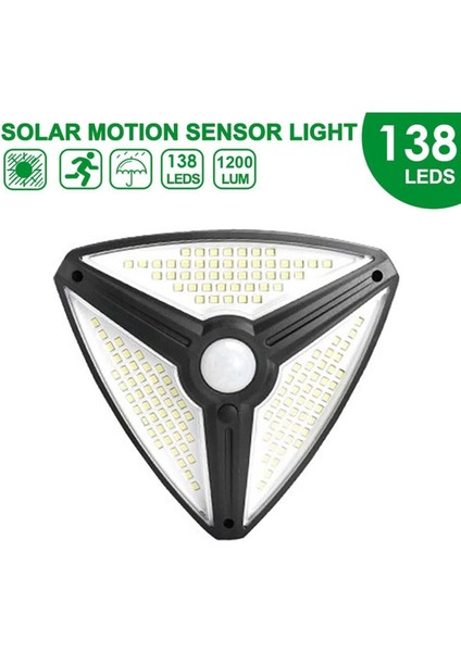 138 LED Hareket Sensörlü Solar Bahçe Lambası – Duvar Tipi Aydınlatma
