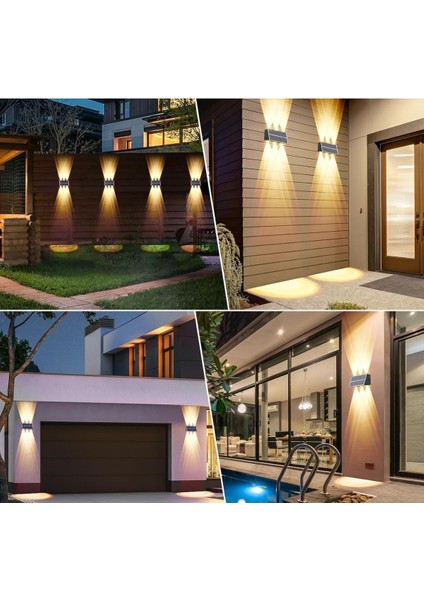 6 Led’li Güneş Enerjili Çift Taraflı Aplik – Bahçe ve Duvar Aydınlatması