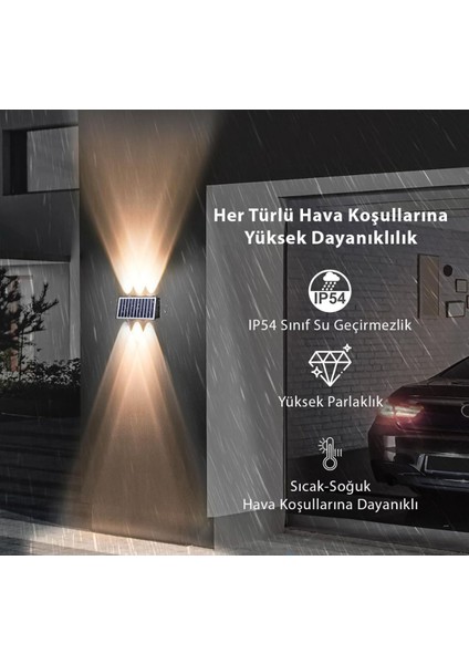 6 Led’li Güneş Enerjili Çift Taraflı Aplik – Bahçe ve Duvar Aydınlatması