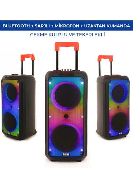 -1095 6000W Taşınabilir Rgb LED Karaoke Hoparlör – Mikrofonlu | Tekerlekli | Şarjlı