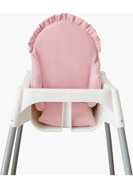 Fırfırlı Pembe Mama Sandalyesi Minderi Vintage, Iskandinav, Bohem