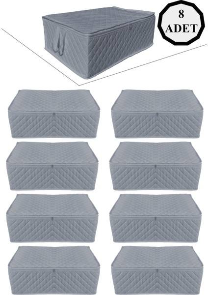 8 Adet - Kapitoneli Büyük Boy Baza Altı ve Çekyat Tipi Hurç 60 x 40 x 22 (Antrasit)