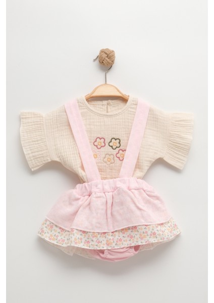 Şık Müslin Filotlu Etekli Bebek Takımı (9-12-18 Ay)