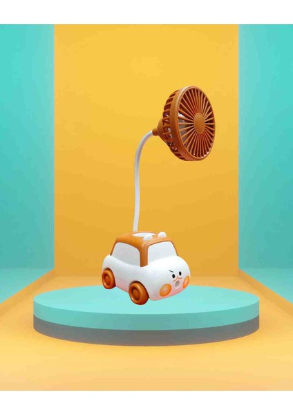 Araba Model USB Şarjlı Kalemtıraş ve Kalemlikli Fan