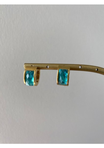 Çelik Halka Açık Yeşil Taşlı Gold Küpe fiyatları