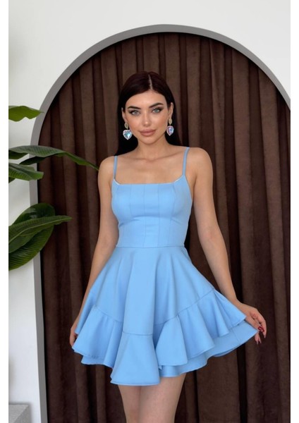 Ince Askılı Bebe Mavi Elbise Siyah Mezuniyet Elbisesi 102 modelleri