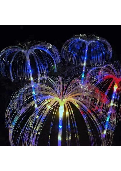 Solar Güneş Enerjili Bahçe Aydınlatması Denizanası Bahçe Işıkları Su Geçirmez Fiber Optik Rgb