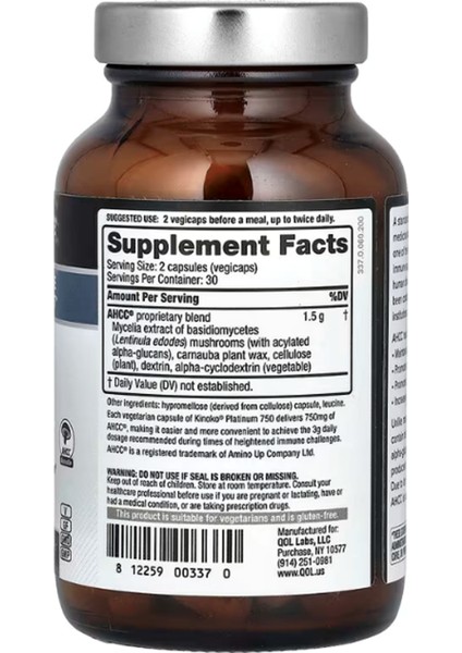 Kinoko Platinum Ahcc 60 Vegi Capsul