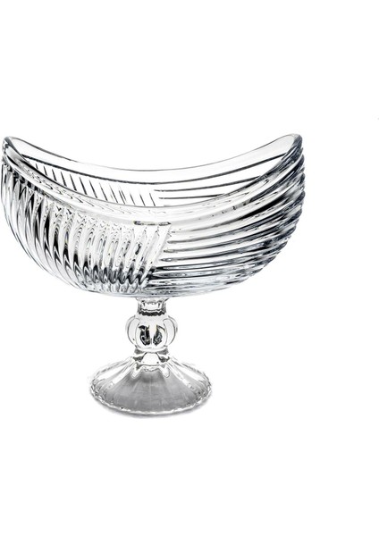 Oval Ayaklı Cam Servis Kase 26X16X24CM