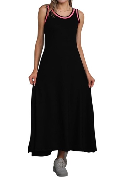 Neon Biyeli Siyah Uzun Elbise fiyatları