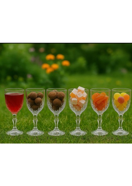 Kristal Görünümlü Ayaklı Şekerlik ve Sunum Bardağı – 6’lı Set