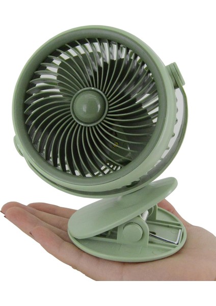 Taşınabilir Mini USB Şarjlı Fan Kıskaçlı Masa Kenarına 3 Kademeli Hız Ayarı Şarj Edilebilir Mini Vantilatör Soğutucu 14CM Mini Fan YS2285 Yeşil (YS-2285 - Yeşil)