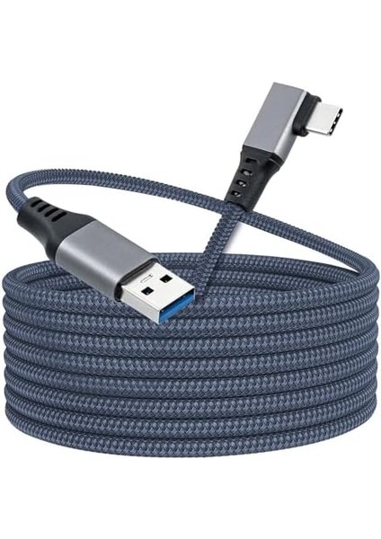 Oculus Quest ile Uyumlu Link Kablosu 6mt, 5gbps USB Hızlı Veri Aktarımı, Hızlı Şarj Usb-C, Quest 2 Uyumlu (Usb To Type-C)