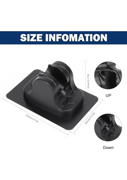 Yapışkanlı Duş Başlığı Tutucu , Ayarlanabilir El Duş Tutacağı Delme Yok Duvara Monte Su Geçirmez , Mafsal , Duş Askısı (Black)