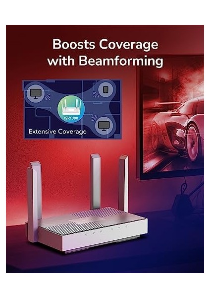 AC1200 Gigabit Wi-Fi Yönlendirici, 4 Gigabit RJ45, 4 5dbı Antenler, Mu-Mımo, Beamforming, Erişim Noktası, Wifi Genişletici, Wısp, Ddns, Ipv6, WR1300E