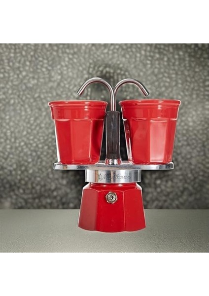 - Set Mini Express: Ocak Üstü Espresso Pişirici + 2 Cups - Renk Kırmızı