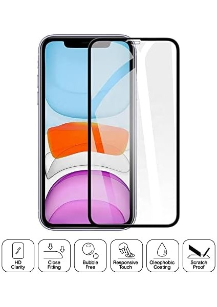 Apple Iphone 11 Için Tasarlanmış Uçtan Kenara Kapsama Tam Koruma Dayanıklı Temperli Cam