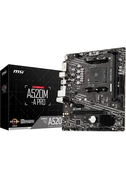 A520M-A Pro Am4 Ddr4 Bellek 4600(OC) DVI HDMI M.2 Usb3.2 Matx Anakart