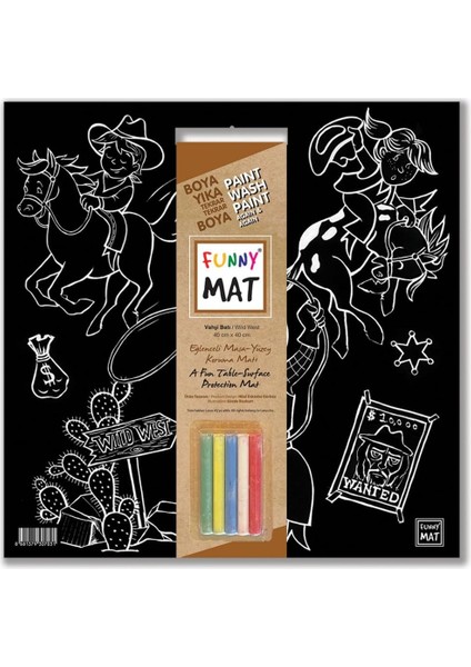 Çocuk Funny Mat Black (Tebeşirli) Vahşi Batı