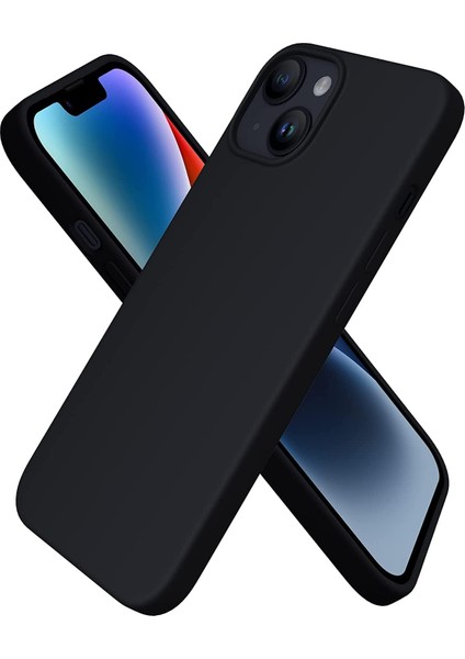 Apple iPhone 14 Plus Kılıf 6.7 ile Uyumlu, Ince Sıvı Silikon 3 Katmanlı Tam Kaplamalı Yumuşak Jel Kauçuk Kılıf Kapak, (Siyah, 6.7 Inç)
