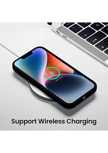 Apple iPhone 14 Plus Kılıf 6.7 ile Uyumlu, Ince Sıvı Silikon 3 Katmanlı Tam Kaplamalı Yumuşak Jel Kauçuk Kılıf Kapak, (Siyah, 6.7 Inç)
