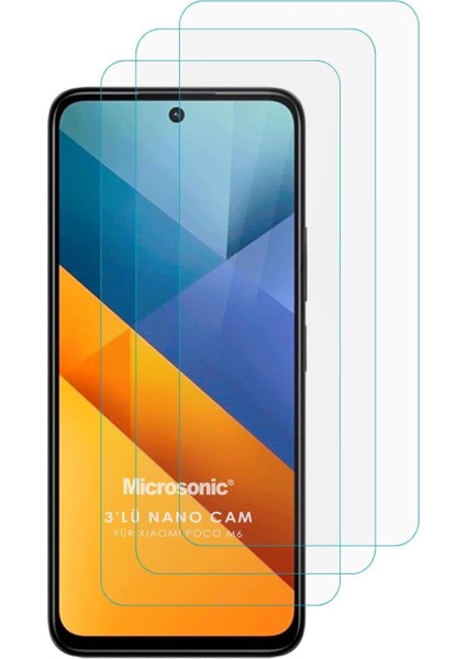 Xiaomi Poco M6 5g Screen Protector Nano Glass Cam Ekran Koruyucu (3`lü Paket) [poco M6 5g ile Uyumlu Ekran Koruyucu - Şeffaf]