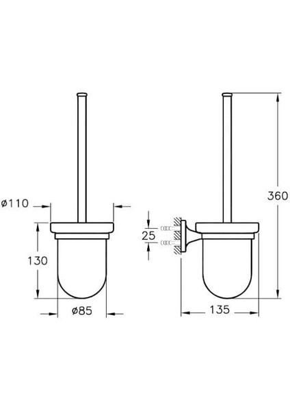 Marin A44948 Tuvalet Fırçalığı, Krom