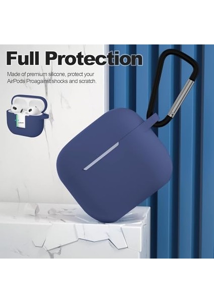 Apple Airpods 3.nesil Kılıf, Tam Koruyucu Özellikli Yumuşak Silikon Airpods Aksesuar Kılıf Apple ile Uyumlu Airpods,kadın Erkek, Anahtarlıklı Kablosuz ve Kablolu Şarj Özellikli Kılıfı, Lacivert
