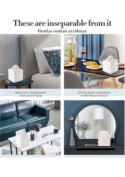 Spring Modern Pu Deri Peçete Kutusu Kapağı, Basit Düz Renk Tutucu Kare Peçete Çantası, Banyo, Ofis, Araba, Açık Çadır, Yemek Masası Için Ideal, 13 x 13 x 13 Cm, Beyaz