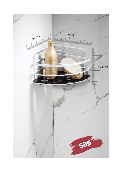 Haus Yapışkanlı Ömür Boyu Paslanmaz Kristal Ayarlanabilir Raf Banyo Düzenleyici Şampuanlık Lk-01 Bs
