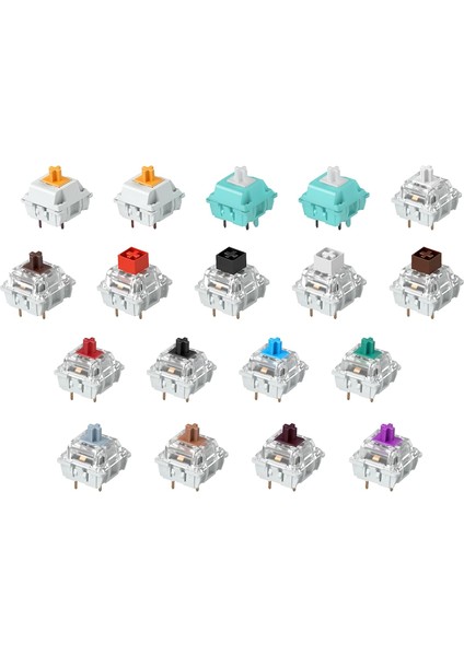 Gaming 18 x Klavye Anahtarı Deneme Paketi - 6 x Gateron | 8 x Kailh | 4 x Glorious Şalter, 4 Çeşit O Halka Amortisör (Toplam 20 O Halkası), Tüm Gmmk/mx Klavyeler Için Uygundur…