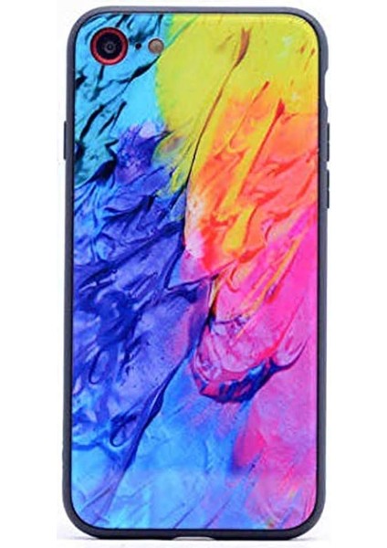 3857 Apple iPhone 7 ile Uyumlu Kılıf, Ebruli Cam Kapak, No7