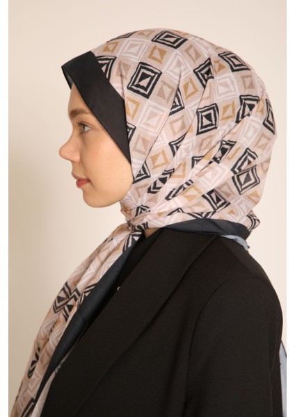 Akel Pudra Geometrik Desenli Şal – Soft Renklerle Modern Tarz