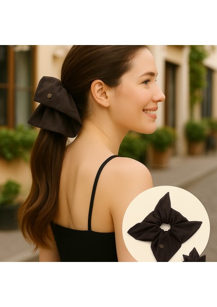 Ince Süet Kumaş Büyük Boy Scrunchie – Yumuşak Doku Saç Tokası