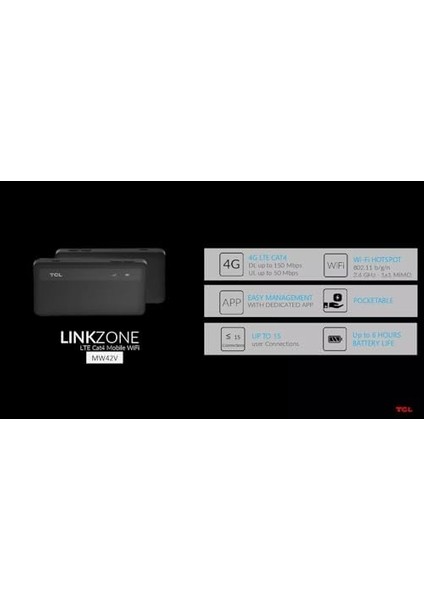 Linkzone MW42V 4g Lte Cat4 Mobil Wifi Siyah (Tcl Tr Garantili)
