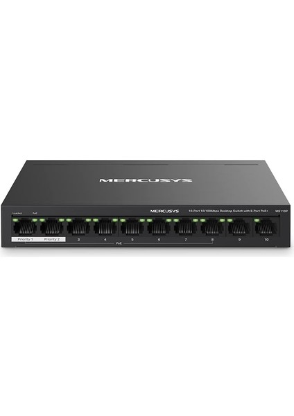 MS110P, 10-Port 10/100MBPS Desktop Switch With 8-Port Poe+