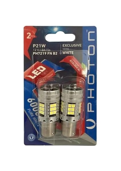 93 P21W Beyaz Tek Duy Fanlı Ampul Takımı, 12 Volt, 2 Adet