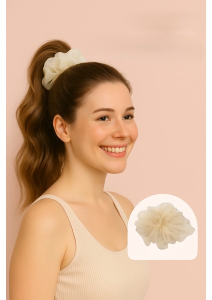 Büyük Organze Scrunchie - Yumuşak Dokulu Saç Tokası
