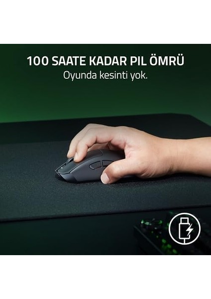 Deathadder V3 Hyperspeed - 26K Dpı ile Ultra Hafif Kablosuz Ergonomik E-Spor Oyun Faresi (55G Hafif, Yumuşak Dokunuşlu Kaplama, 100 Saat Pil Ömrü, 8k Hz ile Hyperspeed) Siyah