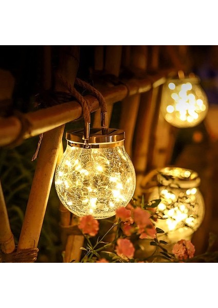 Güneş Enerjili LED Işıklı Cam Küre Solar Sarkıt – Dekoratif Bahçe Aydınlatması