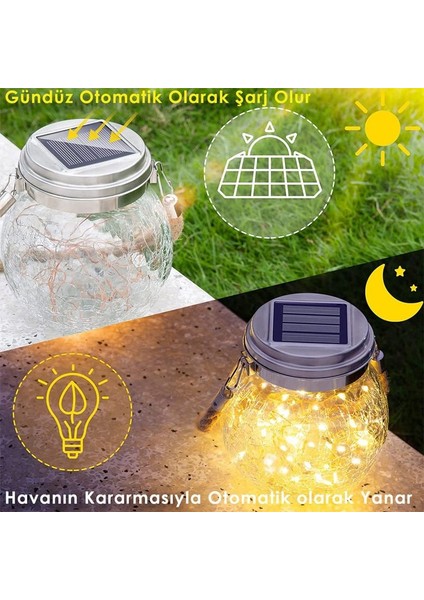 Güneş Enerjili LED Işıklı Cam Küre Solar Sarkıt – Dekoratif Bahçe Aydınlatması