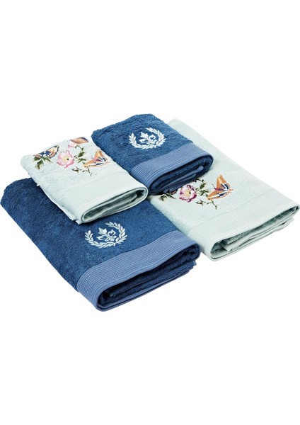 Bambu Rıver Hamam Seti Mavi 4'lü Set