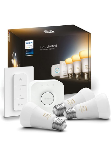 Hue Wa 8-75 W Beyaz Ambiyans Akıllı LED Ampul Başlangıç Seti, 3'lü, Kumandalı, E27, Bluetooth Özellikli