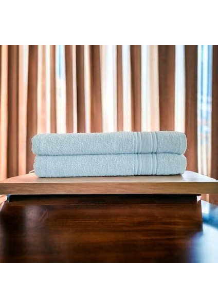 HOME%100 Cotton Havlu Takımı Vücut Havlusu 90X140 Cm, Baş Havlusu 50X80 Cm, Ekstra Yumuşaklık (Mavi)